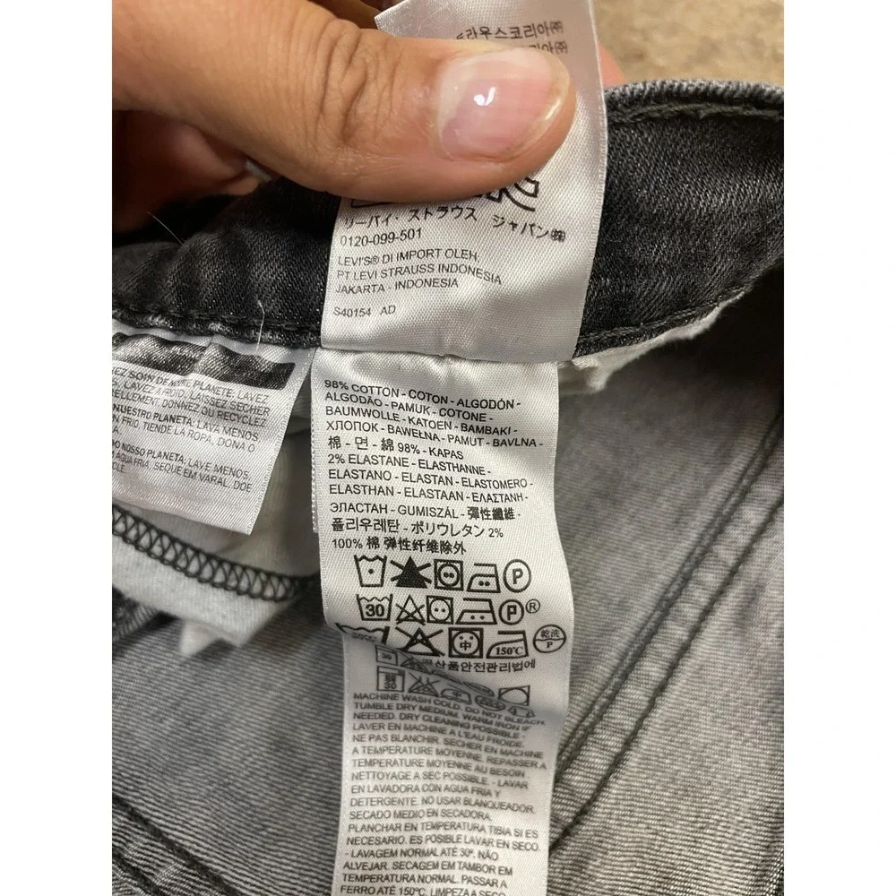 Levis 505 Jeans Mens 36x30 Gray Charcoal Stretch‎ Denim Straight Leg Zip Fly